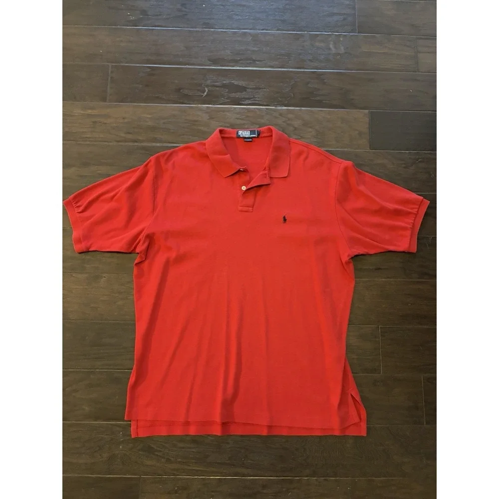 Polo Ralph Lauren Mens‎ XL Red Short Sleeve Cotton Pique Pony Logo Polo Shirt